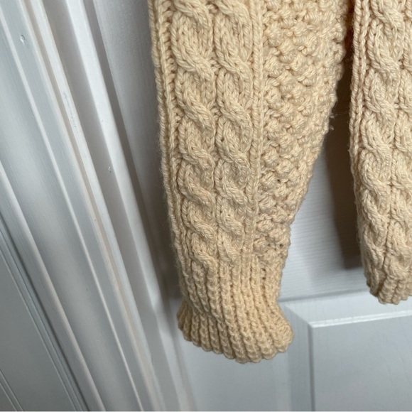 Kennedy of Ardara Irish Hand Cable Knit Pure Wool Fishermans Sweater in Cream M - Picture 6 of 16